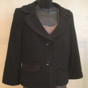 Ann Taylor virgin wool black pleated blazer size 4